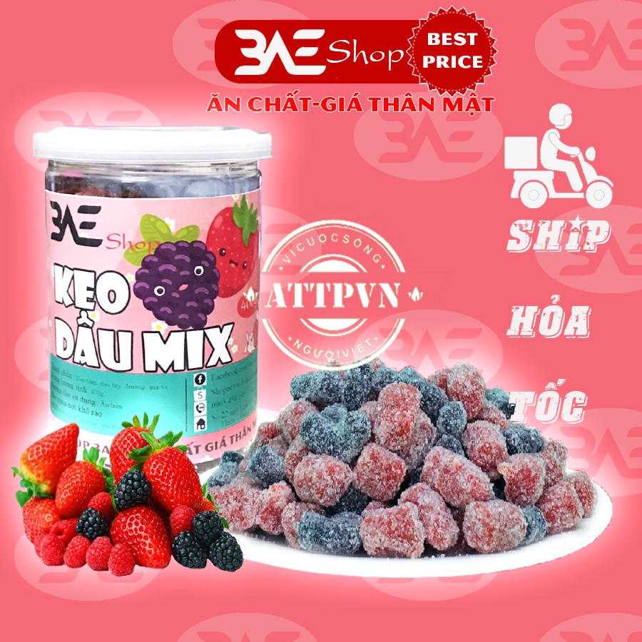 Kẹo dâu tằm mix 2 vị hộp 400g shop 3AE đồ ăn vặt ngon bổ rẻ Hà Nội