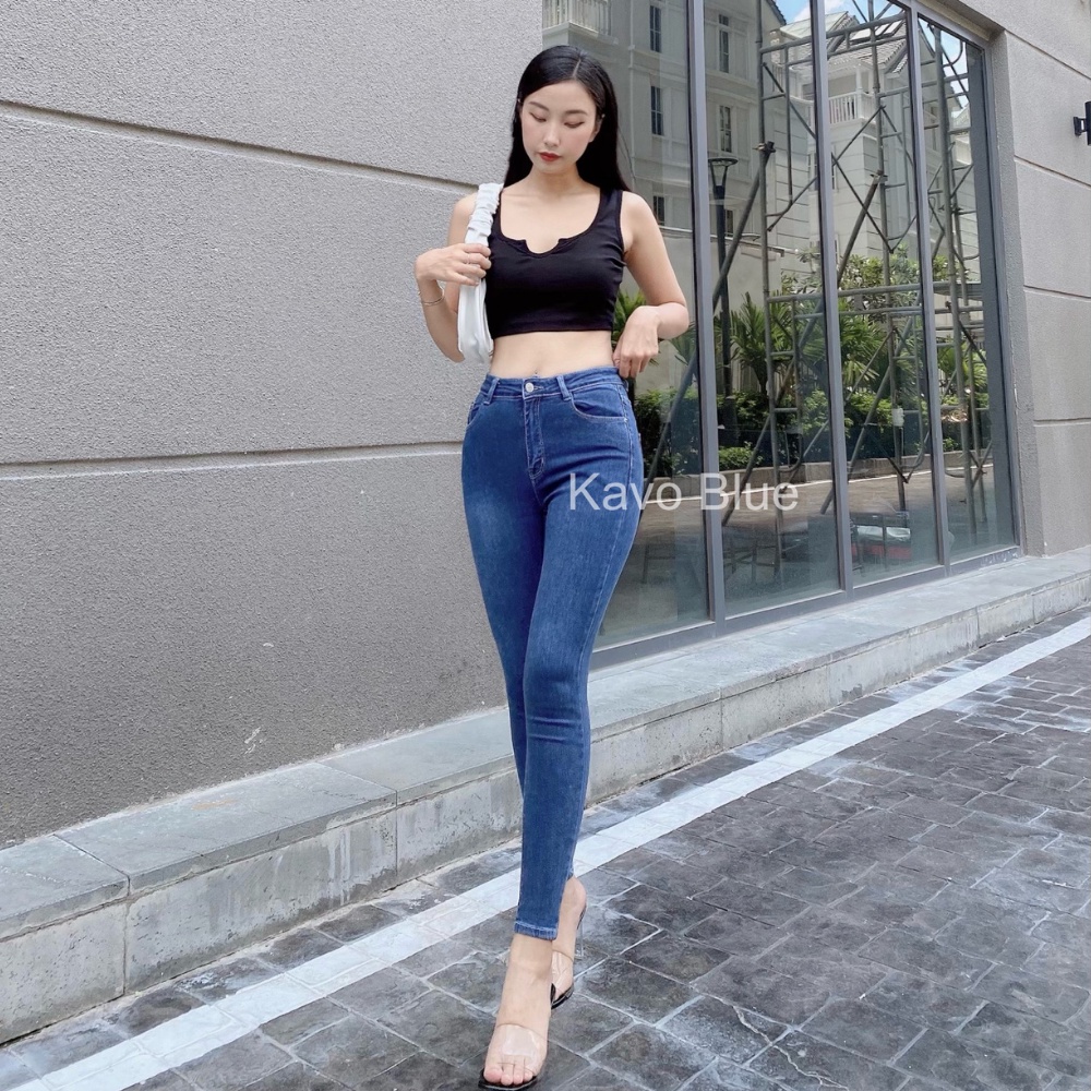 Quần Jean Nữ Lưng Cao Dáng Skinny KAVO BLUE B96.03