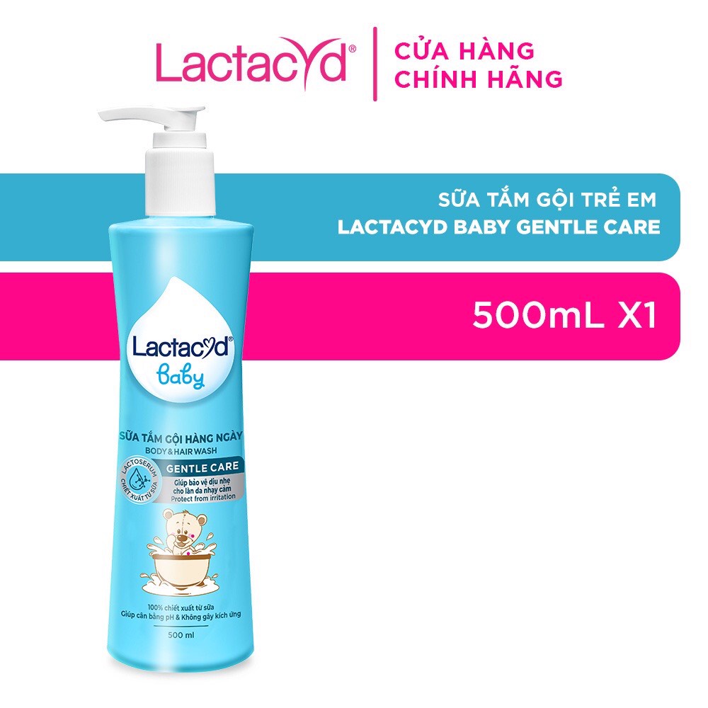 Sữa tắm gội Lactacyd Baby, Sữa tắm gội cho trẻ sơ sinh 500ml