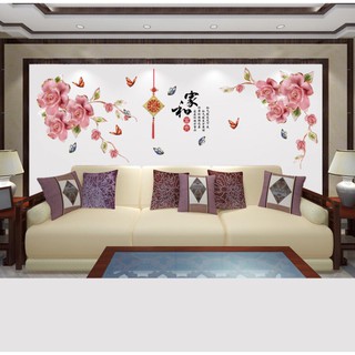 Decal dán tường hoa hồng leo đá 3D sắc nét mẫu mã sang chảnh KT 1m2*2m2