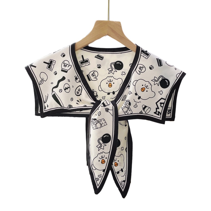 Khăn Choàng Cổ Giả Lụa In Họa Tiết Hình Học Nhiều Màu Sắc Có Thể Tháo Rời Phong Cách Hàn Quốc Thời Trang