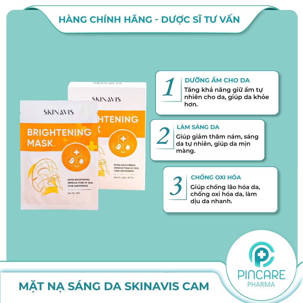 Mặt nạ trắng da Skinavis Brightening Mask (Miếng Lẻ) - Hàng Chính Hãng - Nhà thuốc PinCare