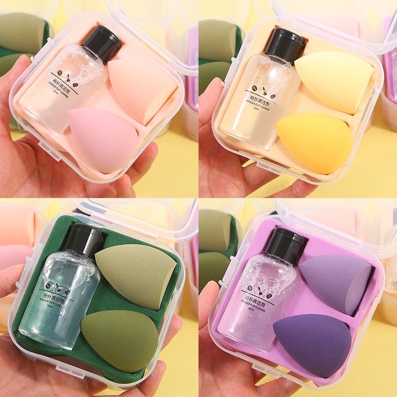 [FREE SHIP] Set Hộp 2 Mút Tán Kem + Nước Tẩy Trang