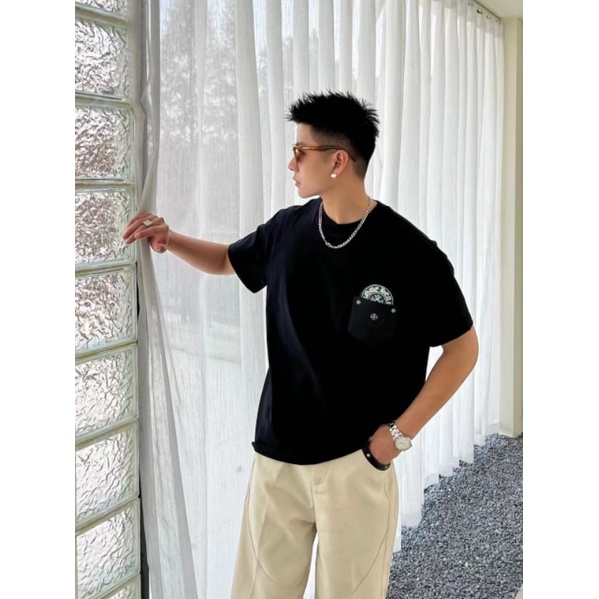 Áo phông nam cao cấp Chrome Hearts hoạ tiết tag túi da mẫu mới nhất 2022