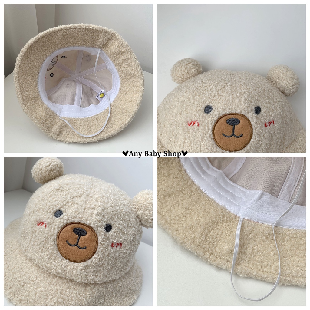 Mũ nón Bucket lông rộng vành thời trang cho bé trai và bé gái hình gấu nhiều màu siêu cute    ❣❣
