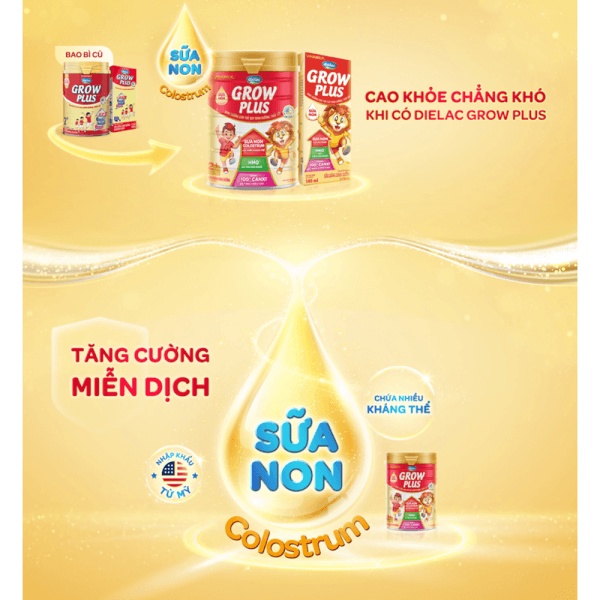Sữa Bột Dielac Grow Plus Đỏ 1+ 900g Vinamilk