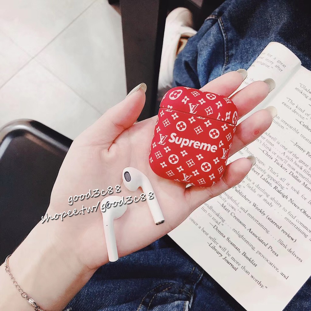 Vỏ bảo vệ hộp đựng tai nghe Airpods in tên các thương hiệu Louis Vuitton Supreme kiểu dáng sang trọng | BigBuy360 - bigbuy360.vn