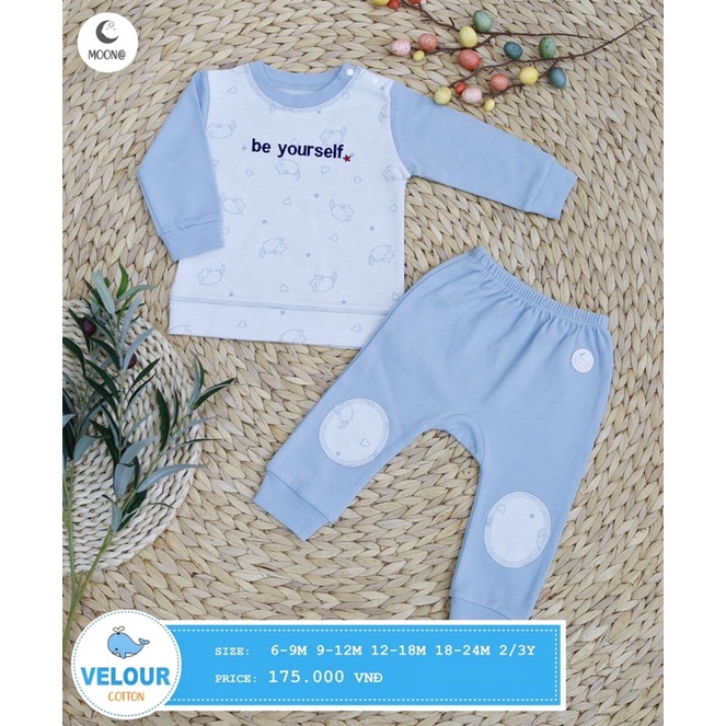 MOON Bộ nỉ ấm cho trẻ em hàng chính hãng có túi zip