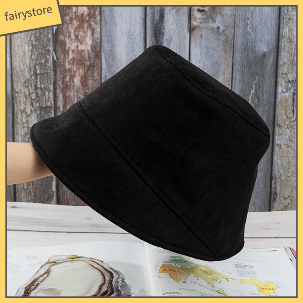 Nón bucket bằng da lộn thời trang thu đông cho cả nam và nữ