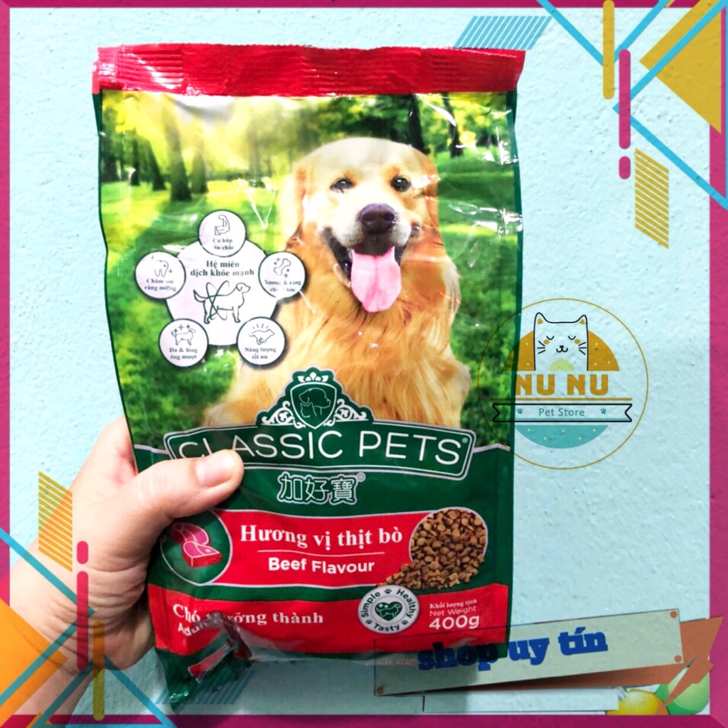 [SIÊU RẺ, SIÊU TIẾT KIỆM] Thức ăn hạt Classic pet cho chó vị thịt bò - 400g