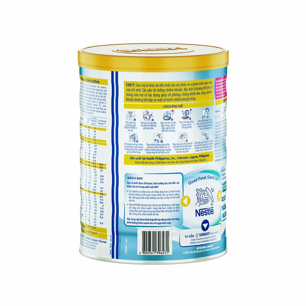 [Tặng 1 Bộ Gối Mền Khủng Long] Combo 2 Lon Sữa Bột Nestle NAN Optipro 4 (900g/Hộp)