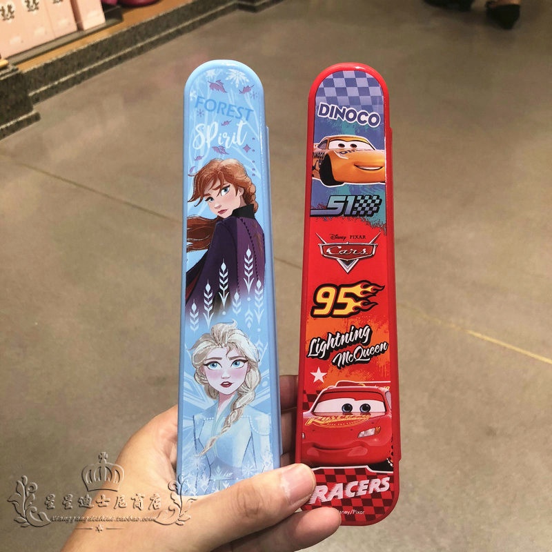 Set muỗng đũa Disney kèm hộp hình Elsa Frozen Car Mcqueen Mickey Minnie cho trẻ em bé trai gái