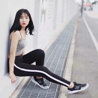 Quần thun nỉ Nữ thời trang sọc lớn gấu bo TC 04(Đen, Xám)-Trắng