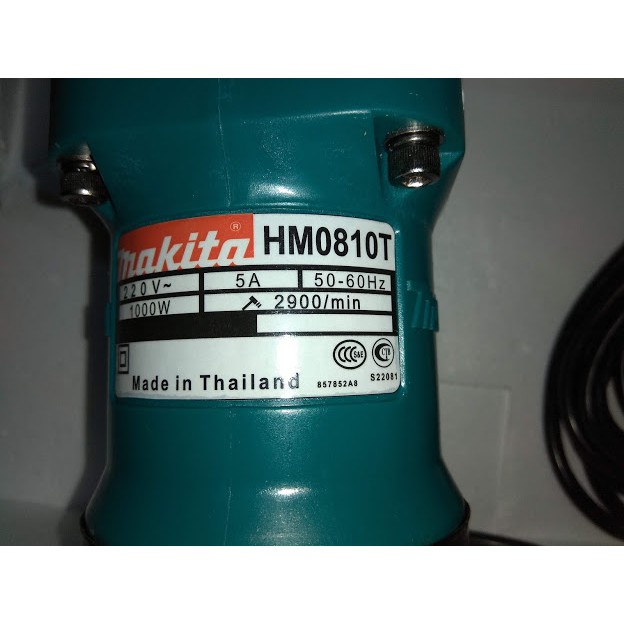 Máy đục bê tông Makita HM0810T, Madein Thái lan mũi  đục  17mm, công xuất cao 1000W, dây đồng chịu nhiệt, vỏ hộp thép.