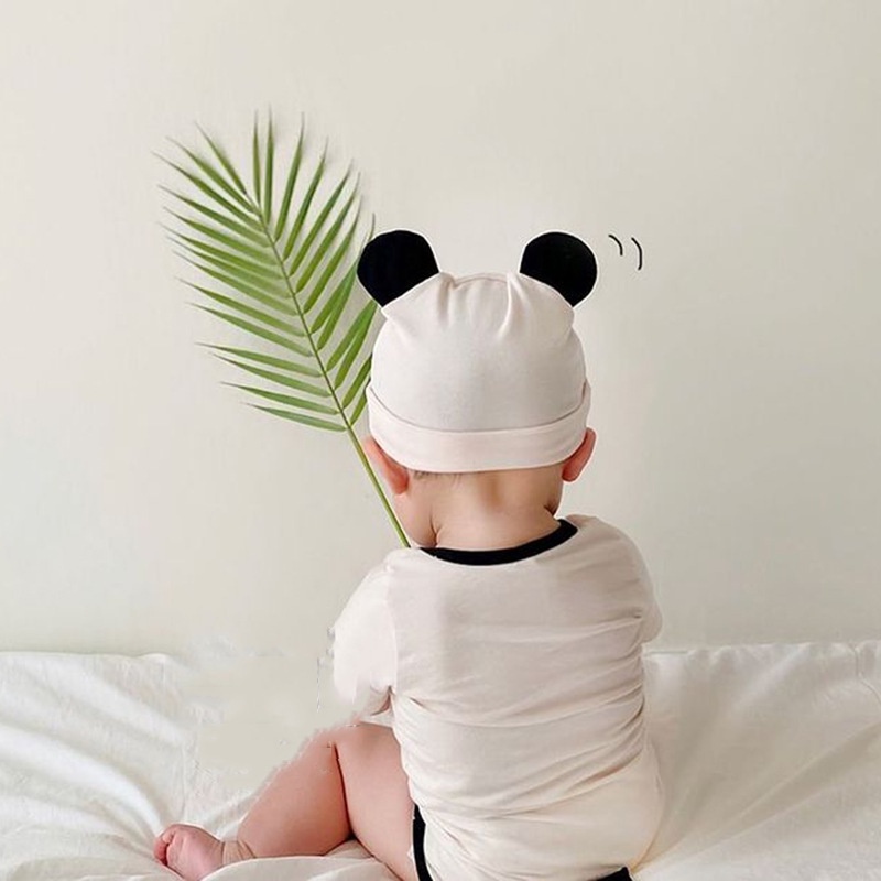 Set romper kèm mũ đội in hình gấu trúc dễ thương cho bé