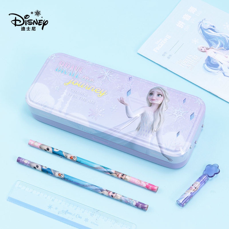 Hộp đựng bút bằng sắt in hình công chúa băng giá Disney đáng yêu❤Đầm bầu xinh đẹp tốt nhất