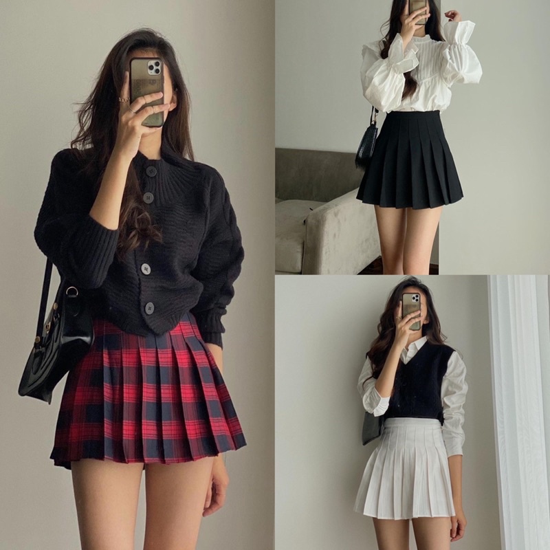 Chân váy tenis màu Tây hot Chân váy xếp li dáng xoè