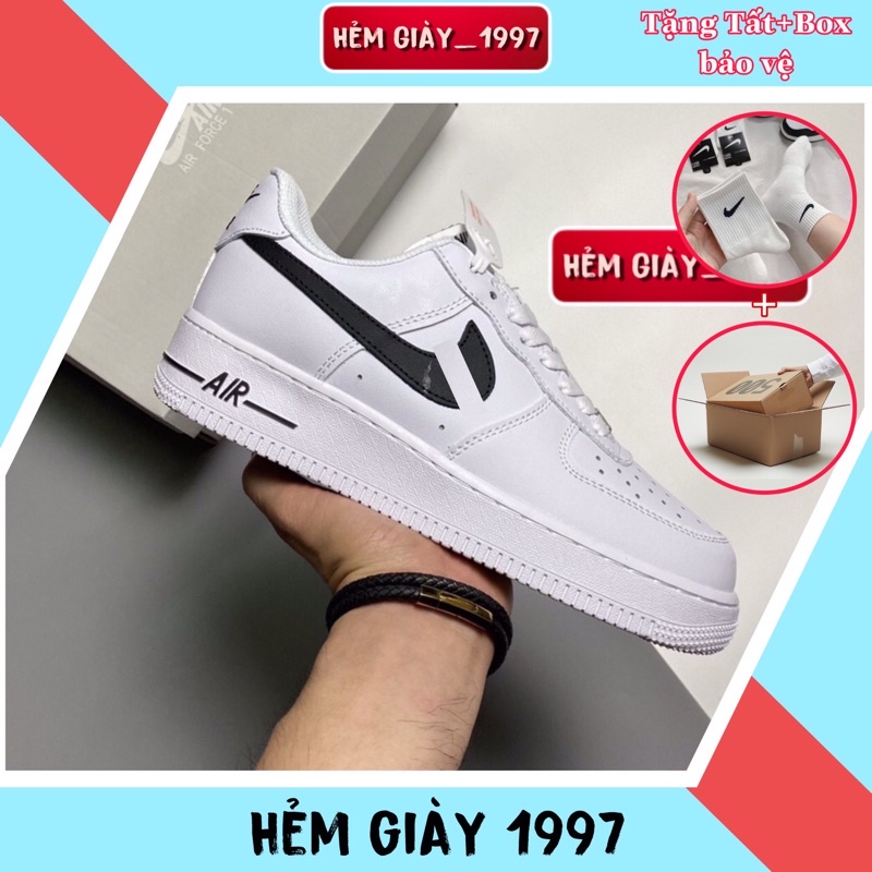 Giày_AF1 Trắng vệt đen Air Force 1, Af1 white black Hàng Đẹp Full Box Bill hót nhất 2022 . Hẻm giày 1997