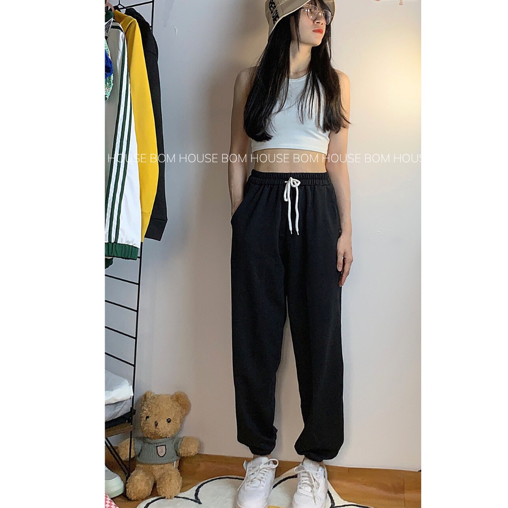 Quần Ống Rộng Jogger Nữ Trơn BOM HOUSE 3 Màu Ulzzang Unisex