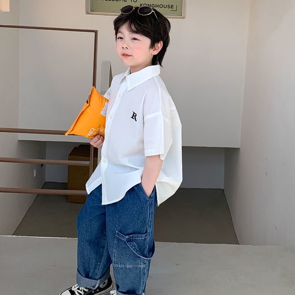 Áo Sơ Mi Mỏng Tay Ngắn Phong Cách Phương Tây Thời Trang Mùa Hè Mới Dành Cho Bé Trai 2022