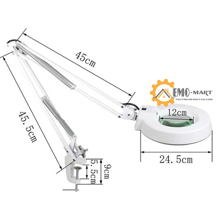 ⚡️𝗕𝗛 𝟭𝟮 𝗧𝗛𝗔́𝗡𝗚⚡️ Kính lúp kẹp bàn LT-86A 10x có đèn ⚡️ Độ phóng đại 10x - Đèn led công suất lớn