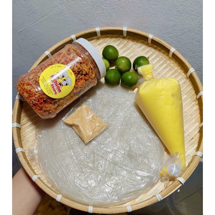 Combo Bánh Tráng Phơi Sương 300Gr Kèm 200Gr Muối Tôm Hành Phi TẶNG BƠ 200GR