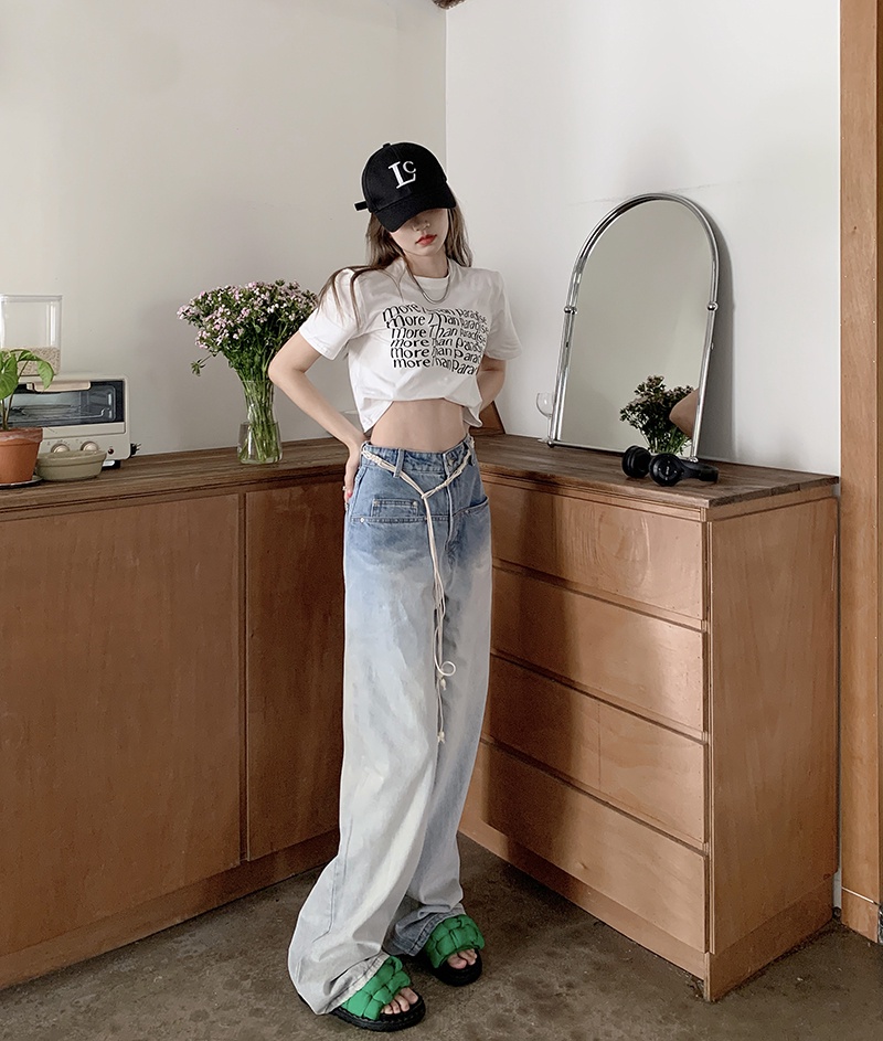 Quần Denim Ống Rộng Màu Sắc Gradient Thời Trang 51689