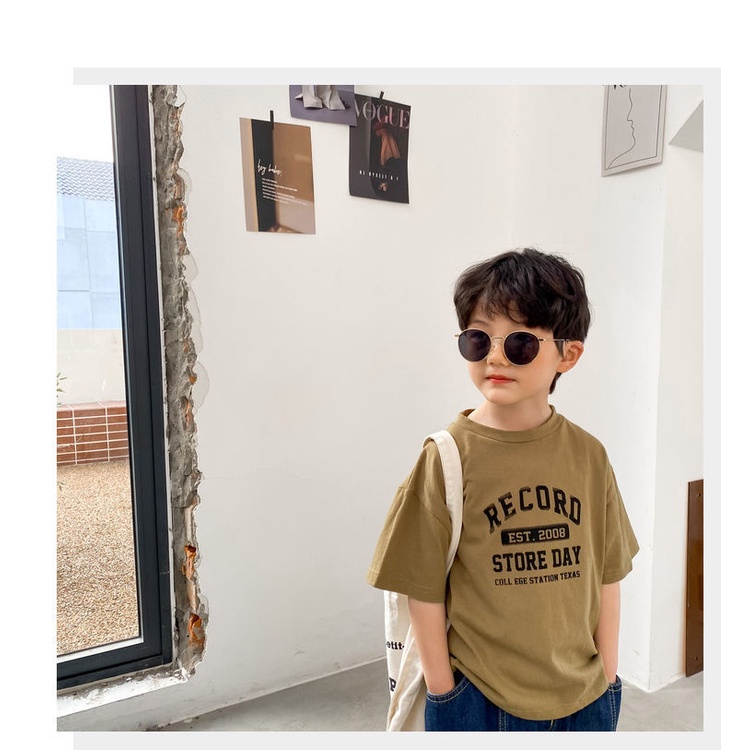 Áo Thun 100% Cotton Màu Trắng Tay Ngắn Phong Cách Thời Trang Hàn Nhật Mới Cho Bé Trai