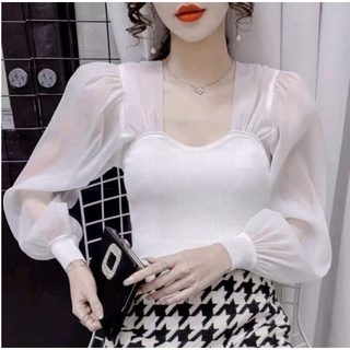 [Mã 2611THTRANG100K hoàn 10% xu đơn 99K] ÁO GÂN PHỐI VOAN TAY BỒNG