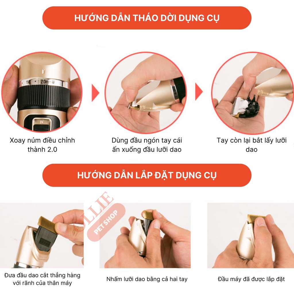 Tông đơ cạo lông chó mèo 5 chế độ tinh chỉnh Chaooer full phụ kiện - Máy cắt tỉa lông thú cưng