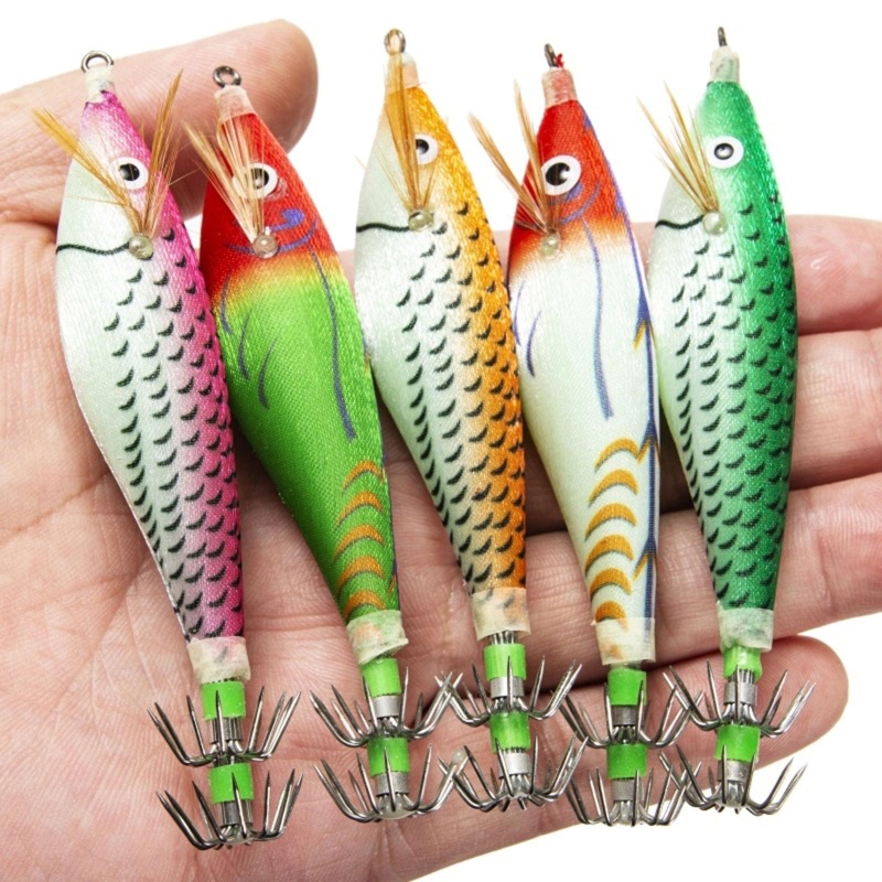 Set 14 Mồi Giả Nhử Cá Hình Con Mực Kèm Móc Câu Tiện Dụng