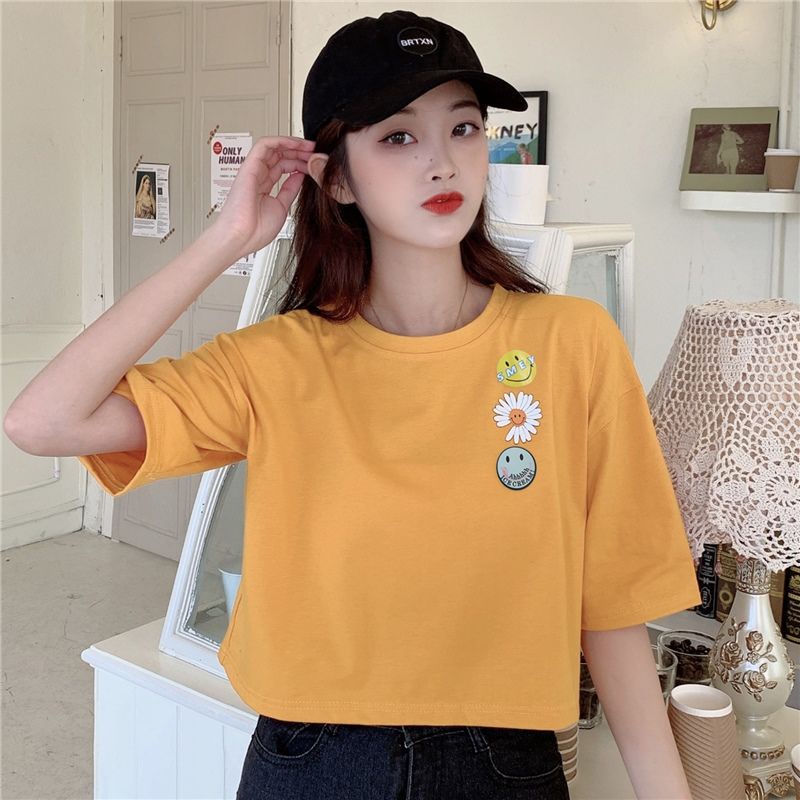 Áo Thun Cotton Ngắn Tay Dáng Rộng Phong Cách Hàn Quốc Dễ Phối Đồ Cho Nữ WT-TX-401