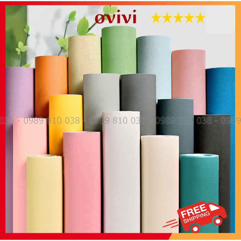 Giấy dán tường phòng ngủ 10m đơn giản một màu trơn có keo sẵn đẹp giá rẻ Ovivi