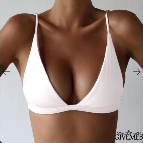 Phụ nữ mùa hè Màu rắn có dây đệm Áo ngực dây miễn phí, Khóa lưng tam giác Áo tắm