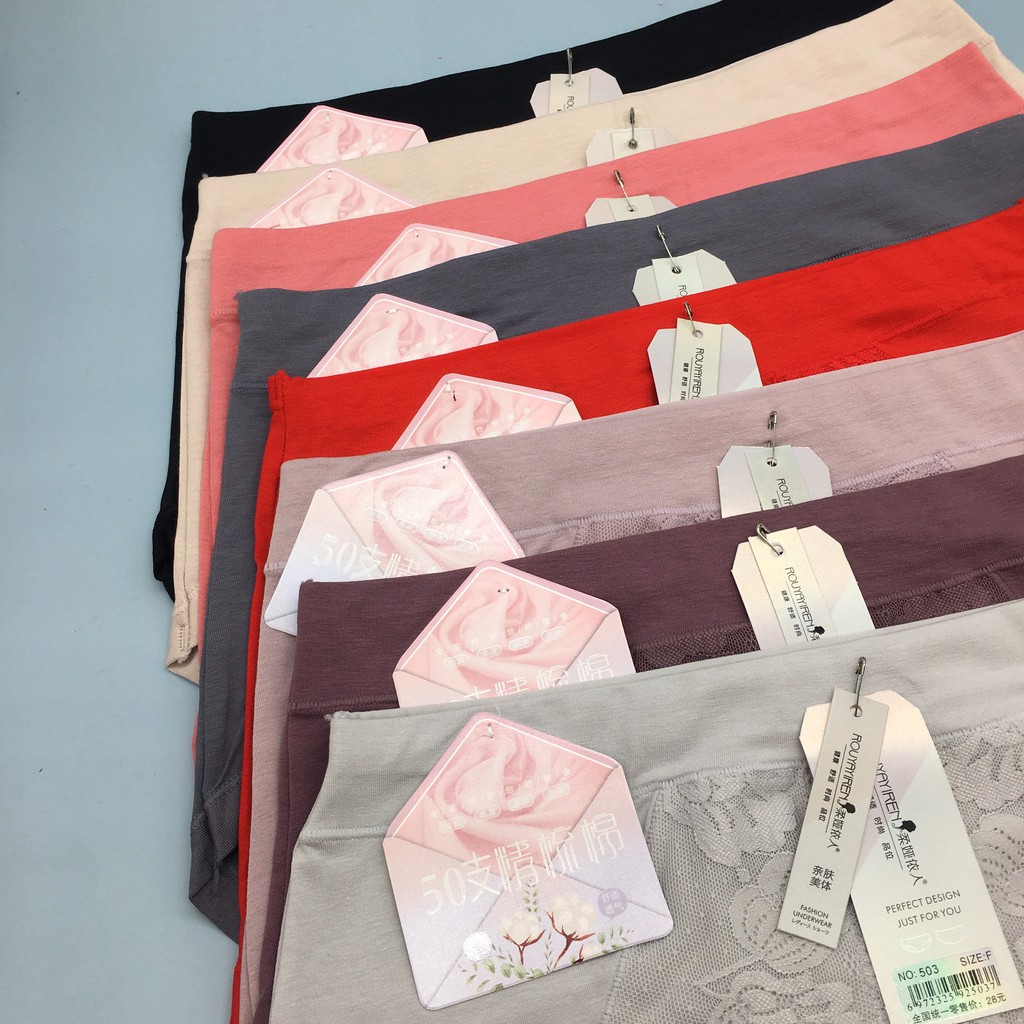 Quần lót nữ cotton cao cấp cạp cao , quần lót phối ren bigsize kháng khuẩn cho người béo 503 | BigBuy360 - bigbuy360.vn