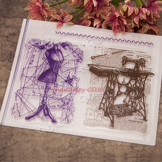 hnastampy CS194 con dấu tem trong suốt seal clear stamp dùng cho handmade scrapbook bộ nền máy may
