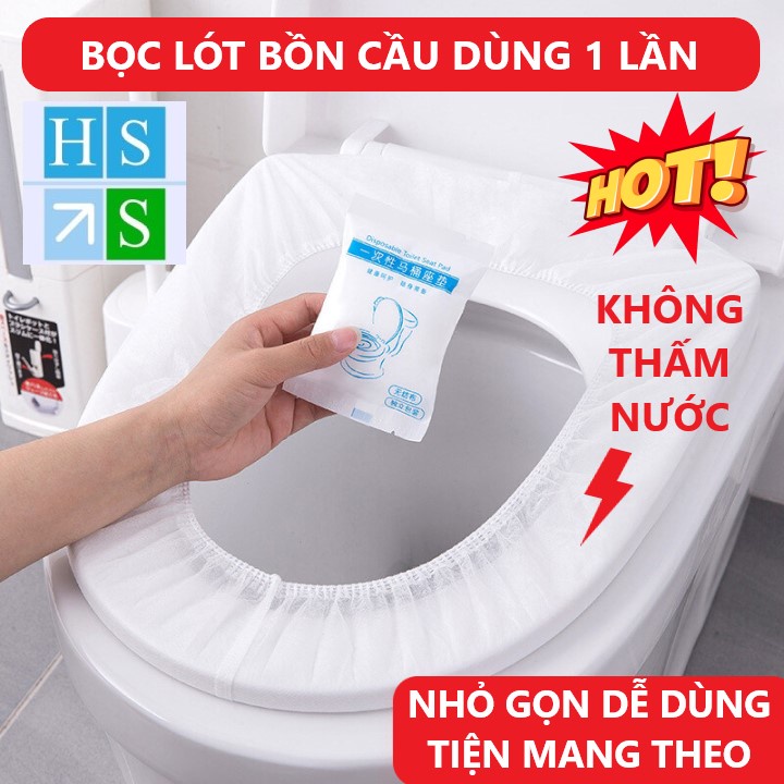 (Gói 10 cái) Bọc lót nắp bồn cầu toilet dùng gia đình sạch sẽ không thấm nước tiện mang theo du lịch - HS Shop Đà Nẵng