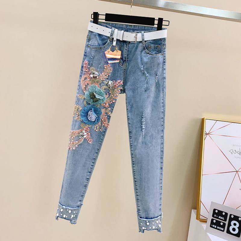 Set Áo Denim Tay Ngắn Thêu Họa Tiết One Piece 2022 + Quần Jeans Rách Thời Trang Cho Nữ
