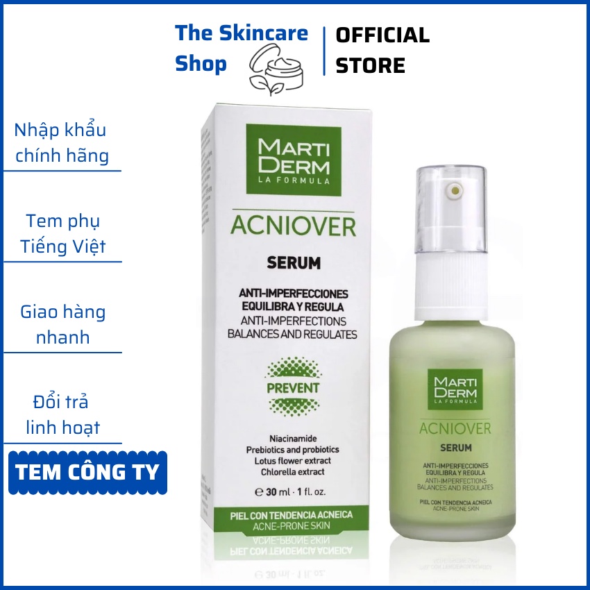 Tinh chất giảm mụn & kiểm soát nhờn - MartiDerm Acniover Serum (30ml)