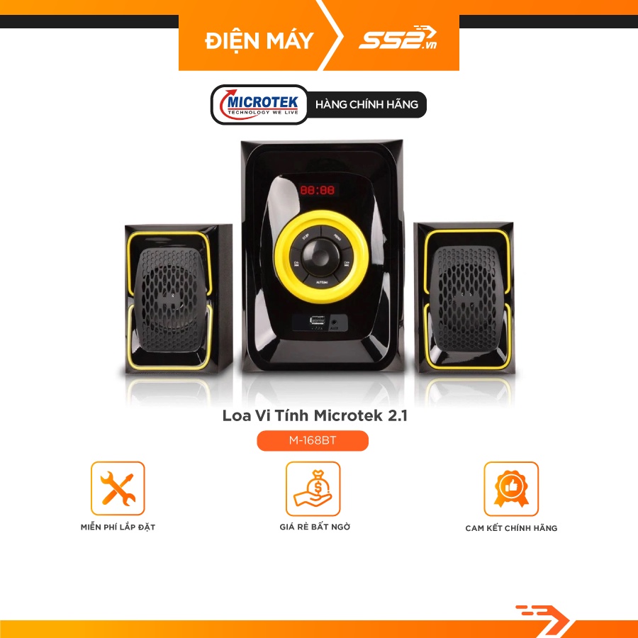 Loa Vi Tính Microtek 2.1 M-168BT Hỗ Trợ Kết Nối Bluetooth/ USB/ SD Card/ FM/ Jack 3.5 mm - Bảo Hành Chính Hãng