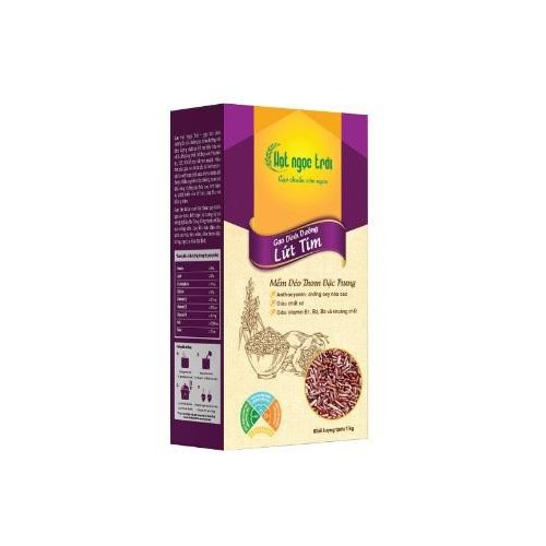 Gạo Hạt Ngọc Trời Lứt Tím 1kg - Gạo dinh dưỡng mềm dẻo thơm đặc trưng.