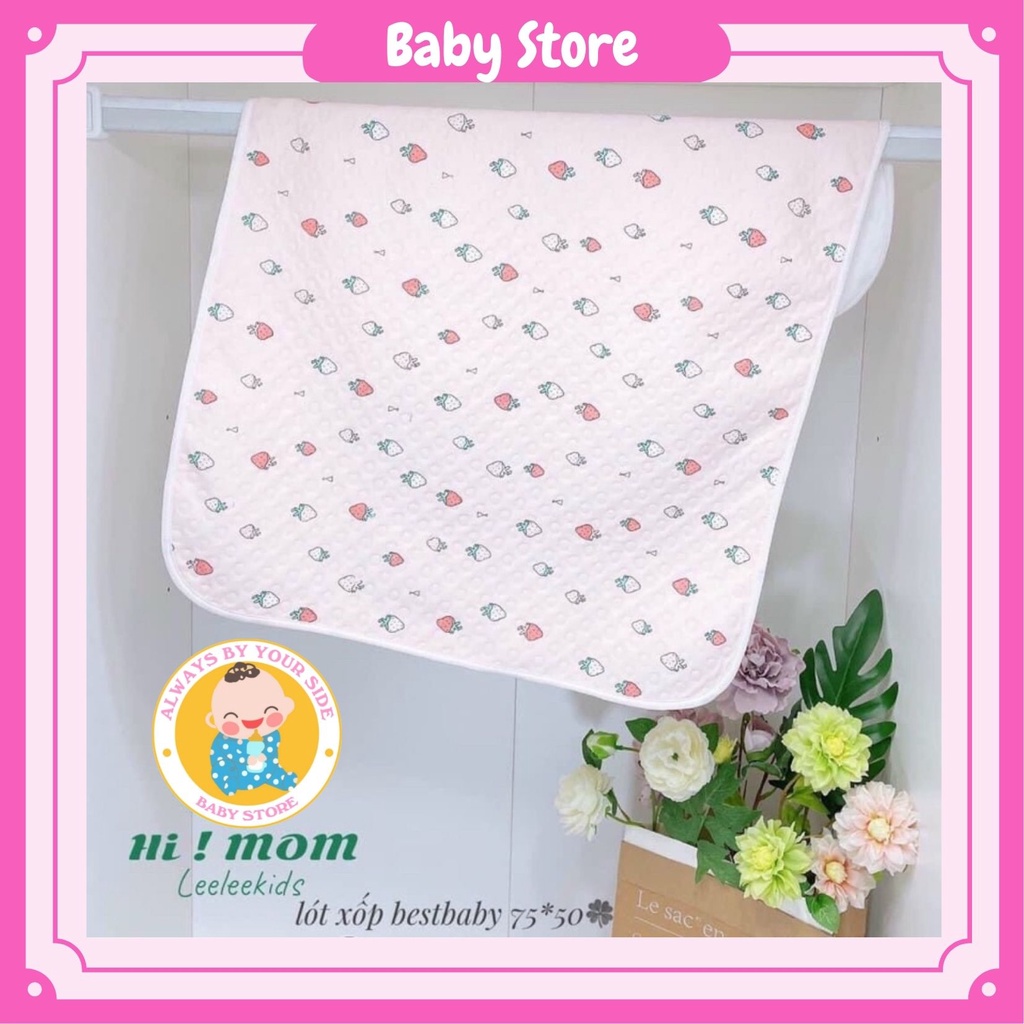 [HCM - GIÁ TỐT] Tấm Lót Xốp Chống Thấm Bề Mặt Cotton Cho Bé 75cm x 50cm