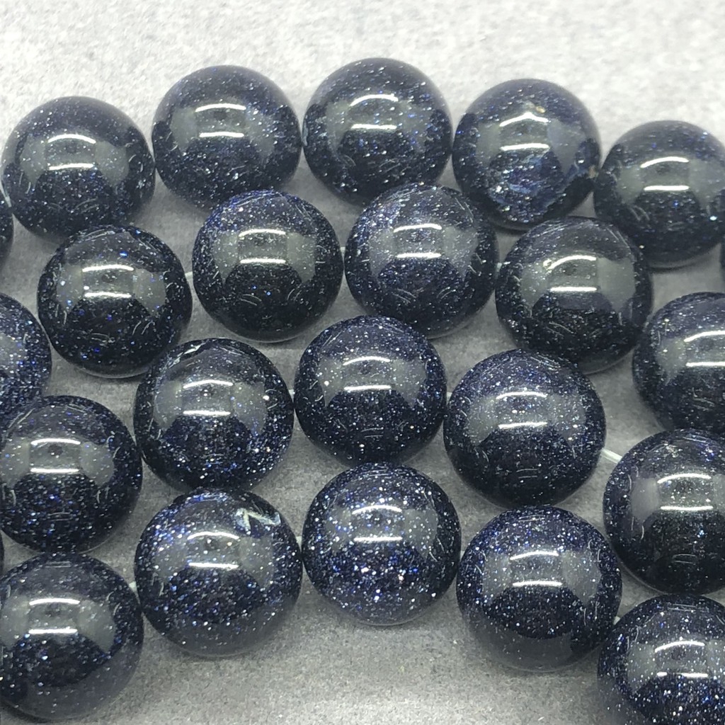 Chuỗi hạt cườm đá xanh lam hình tròn tự nhiên 4-12MM chuyên dụng làm trang sức DIY