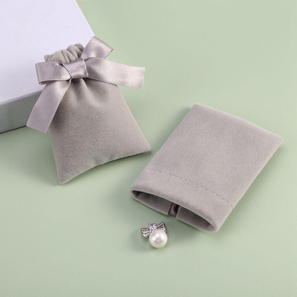 Túi Đựng Quà Vòng cổ Bằng Vải Flannel Phối Ruy Băng Thời Trang