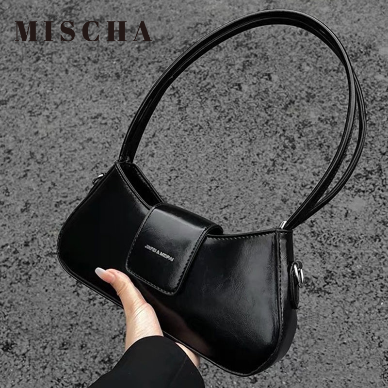 Mischa Túi Đeo Vai Bằng Da PU Màu Trơn Thiết Kế Đơn Giản Nhỏ Gọn Thời Trang