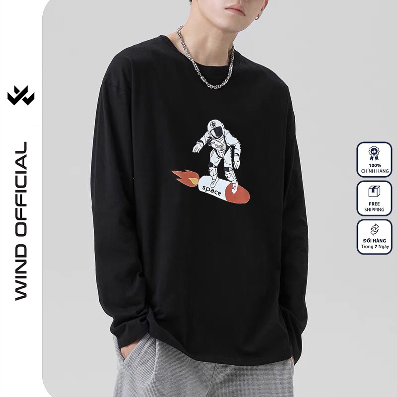 Áo thun tay dài WIND phông unisex form rộng SPACE thời trang nam nữ oversize ulzzang