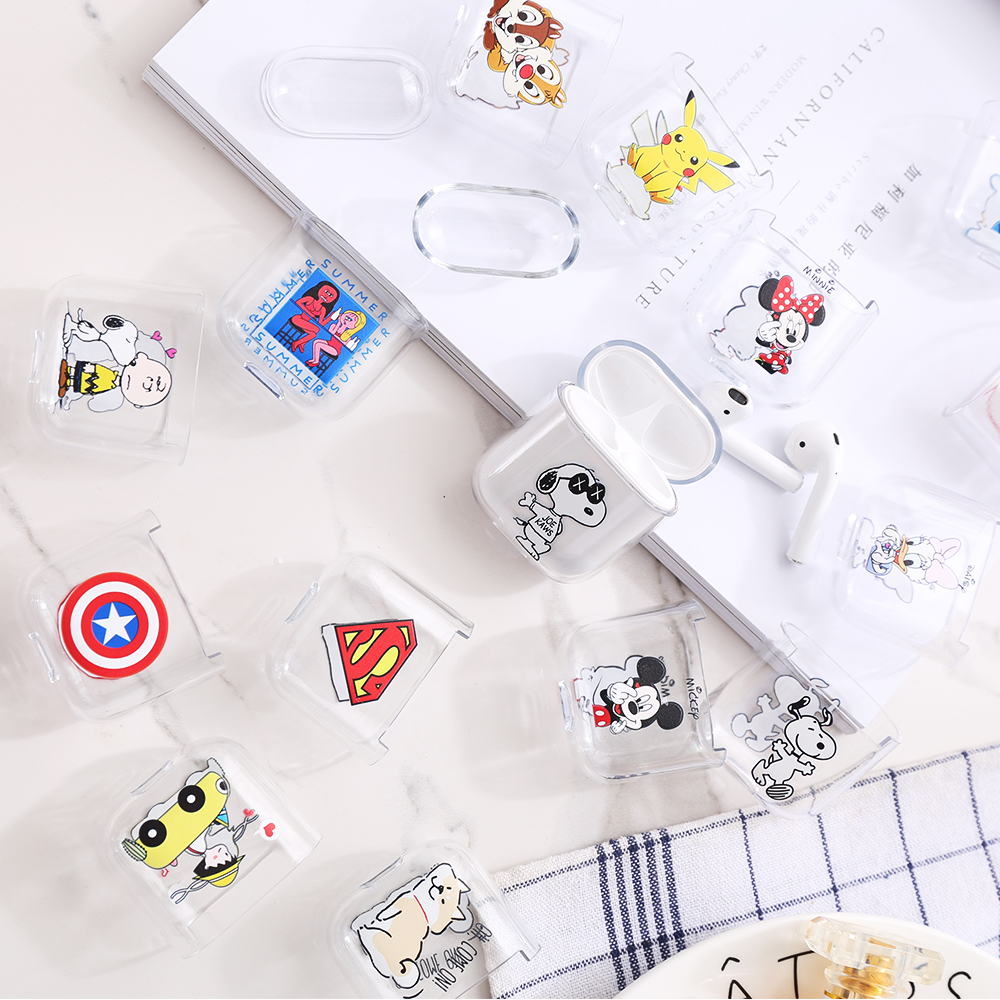 Hộp Đựng Chống Sốc Bằng Nhựa Cứng Trong Suốt In Hình Pikachu Cho Airpods 1 2