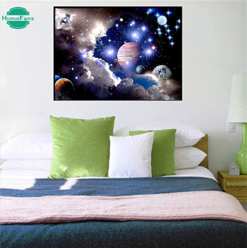 Bộ Tranh Đính Đá 5D Tự Làm Hình Hành Tinh Vũ Trụ Kích Thước 40X30cm Cho Người Lớn