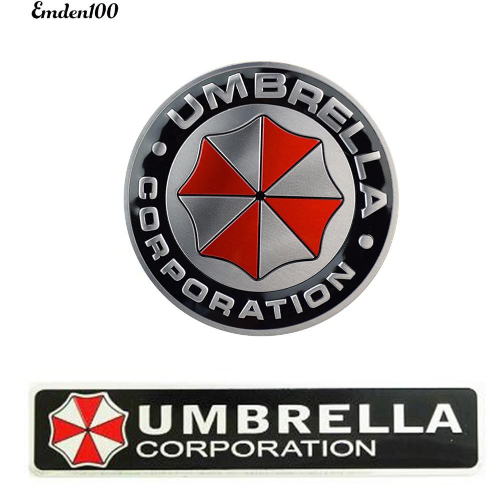 Miếng dán hợp kim nhôm họa tiết chữ Umbrella Corporation trang trí xe ô tô độc đáo