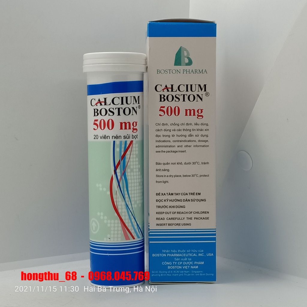 Viên sủi CALCIUM BOSTON 500mg tuýp 20 viên nén sủi